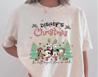 Disney's Christmas Comfort Colors Shirt, The Most Magical Place On Earth Shirt, Magic Kingdom Christmas Tee, Disney Family Xmas Shirt
