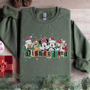 Retro Mickey and Friends Christmas Sweatshirt, Vintage Disneyland Christmas Sweatshirt, Disneyland Sweatshirt, Christmas Family Sweatshirt