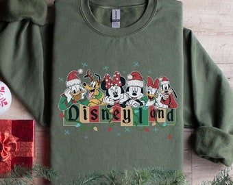 Sudadera navideña retro de Mickey y sus amigos, sudadera navideña vintage de Disneyland, sudadera de Disneyland, sudadera navideña familiar