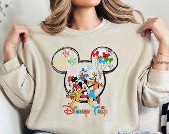 Disney-reissweatshirt, Disney-trui Mickey en zijn vrienden, Disney-hoodie Mickey Head, Disney-sweatshirt voor kinderen, Disney-ballonsweater