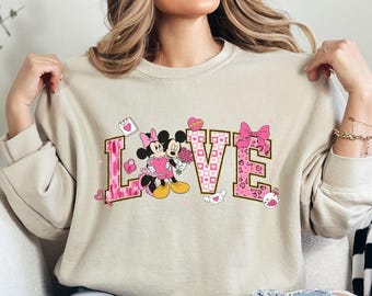 Sudadera Love Mickey y Minnie, suéter de San Valentín de Disneyland, sudadera con capucha para amantes de Disney
