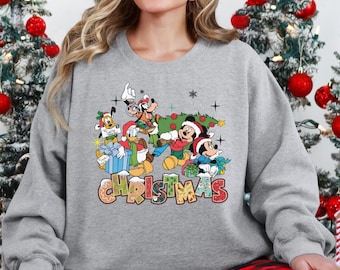 Retro Mickey And Friends Christmas Sweatshirt, Christmas Gifts Disneyland Sweatshirt, Christmas Party, Merry Christmas,Holiday Season Hoodie