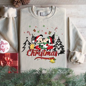Minnie Mickey Merry Christmas Sweatshirt, Disney Christmas Sweatshirt, Mickey Christmas, Christmas Family Hoodies,Disneyland Christmas Sweat