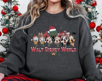 Disney Merry Christmas Sweatshirt, Walt Disneyworld Character, Disneyworld Christmas Hoodie,  Christmas Family Matching, Mickey and Co Xmas