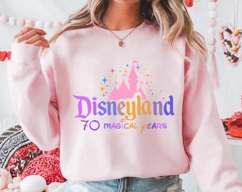 Retro Disneyland 70th Anniversary Sweatshirt, 70 Magical Years Sweatshirt, 70 Years Of Magic Hoodie, Disney Trip 2025, WDW Family Vacation