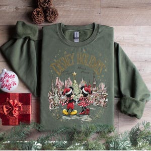 Disney Holidays-tröja, Musse och Mimmi Pigg-jultröja, Disneyland Christmas Castle-tröja bild 6