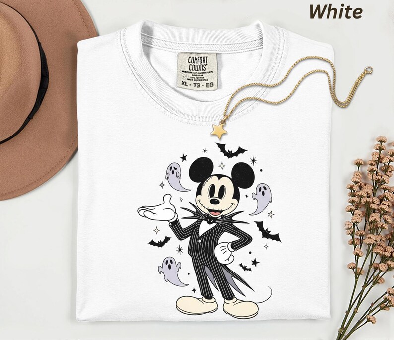Comfort Colors® Disney Jack and Sally Halloween Shirt, Jack Mickey and Sally Minnie Shirt, Disney Halloween Couples Shirt, Spooky Season Tee image 6