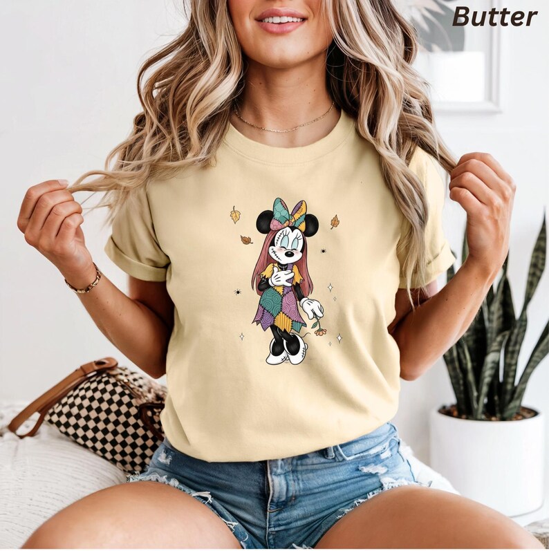 Comfort Colors® Disney Jack and Sally Halloween Shirt, Jack Mickey and Sally Minnie Shirt, Disney Halloween Couples Shirt, Spooky Season Tee image 4