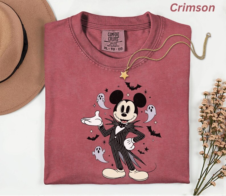 Comfort Colors® Disney Jack and Sally Halloween Shirt, Jack Mickey and Sally Minnie Shirt, Disney Halloween Couples Shirt, Spooky Season Tee image 3