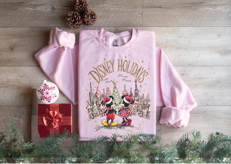 Disney Holidays-tröja, Musse och Mimmi Pigg-jultröja, Disneyland Christmas Castle-tröja bild 5