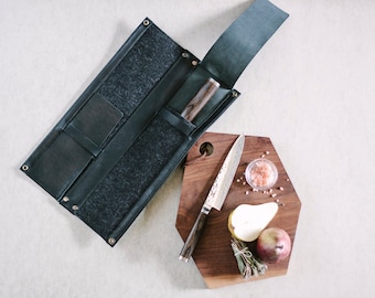 Leather Knife Case // 4 knife kit by fullgive in black essex