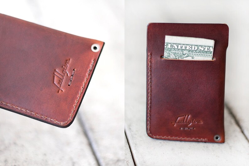 Leather Wallet slim by fullgive in english tan image 3