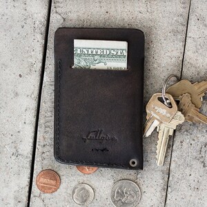 Vintage Black Minimal Handcrafted Leather Wallet // slim by fullgive in fg-black image 2