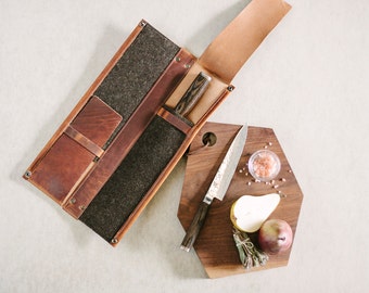 Leather Knife Case // 4 knife kit by fullgive in english tan