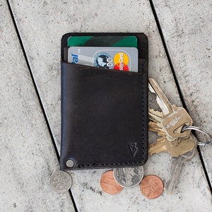 Vintage Black Minimal Handcrafted Leather Wallet // slim by fullgive in fg-black image 1