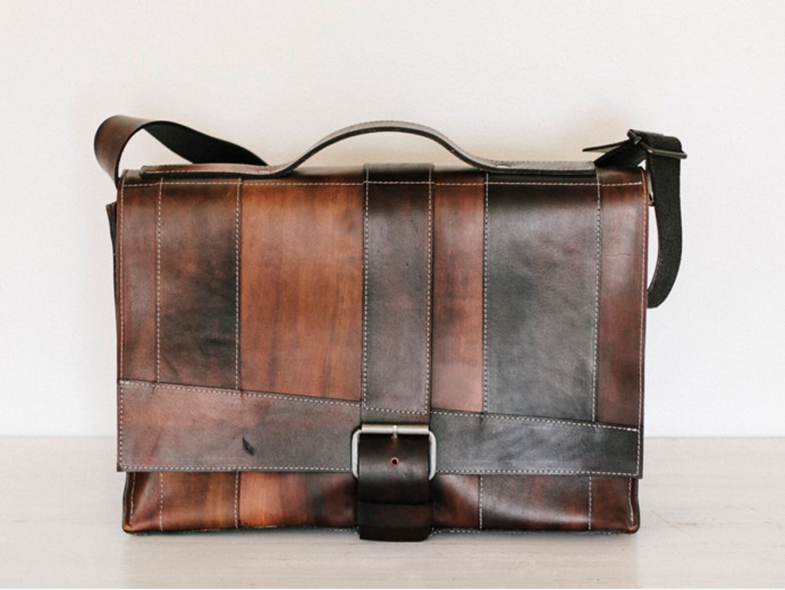 Brown Leather Messenger Bag // strappy by Fullgive Etsy