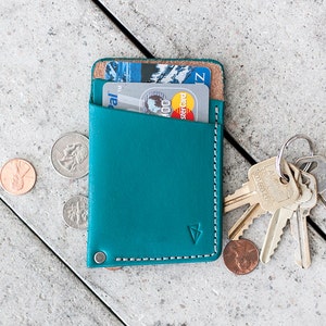 Minimal Leather Wallet // slim by fullgive in turquoise image 1