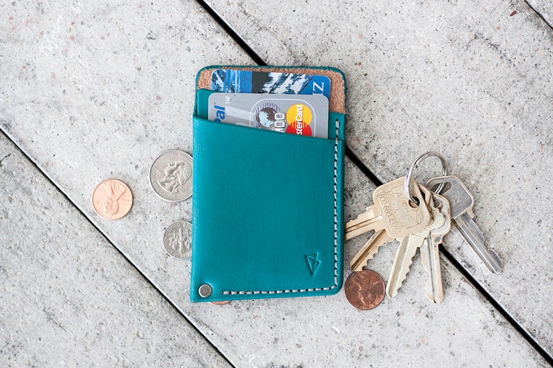 Minimal Leather Wallet // slim by fullgive in turquoise image 1