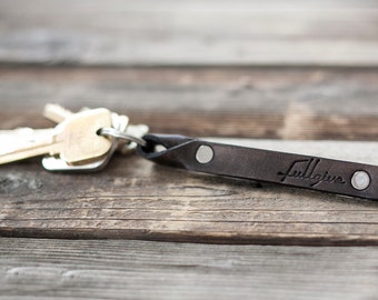 Black Leather Keychain w/ Free Personalization // "the billy club" by fullgive