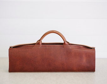 Leather Knife Bag // knife tote by fullgive in english tan