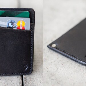 Vintage Black Minimal Handcrafted Leather Wallet // slim by fullgive in fg-black image 3