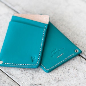 Minimal Leather Wallet // slim by fullgive in turquoise image 3