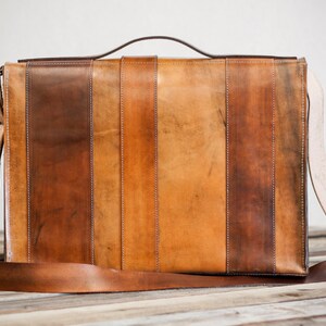 Leather Messenger Bag, Hand Cut and Dyed // strappy by fullgive image 2