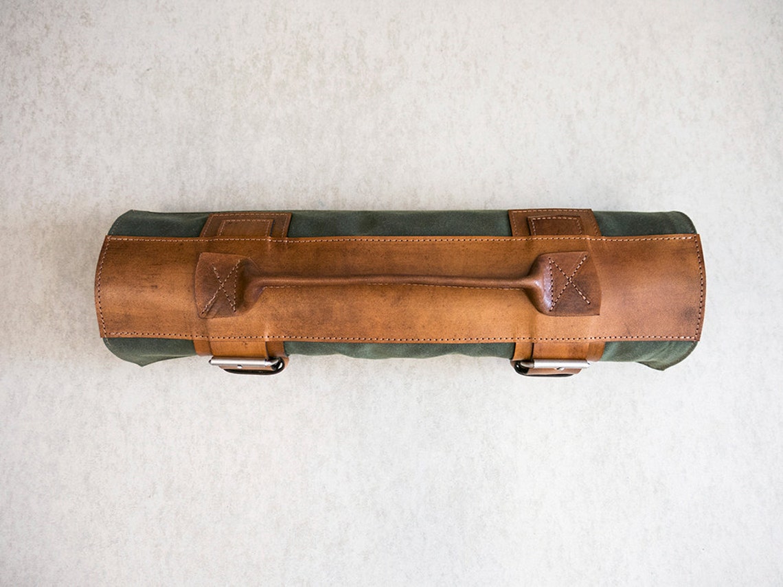 Olive Green Waxed Canvas & Hand Dyed Leather // waxed - Etsy