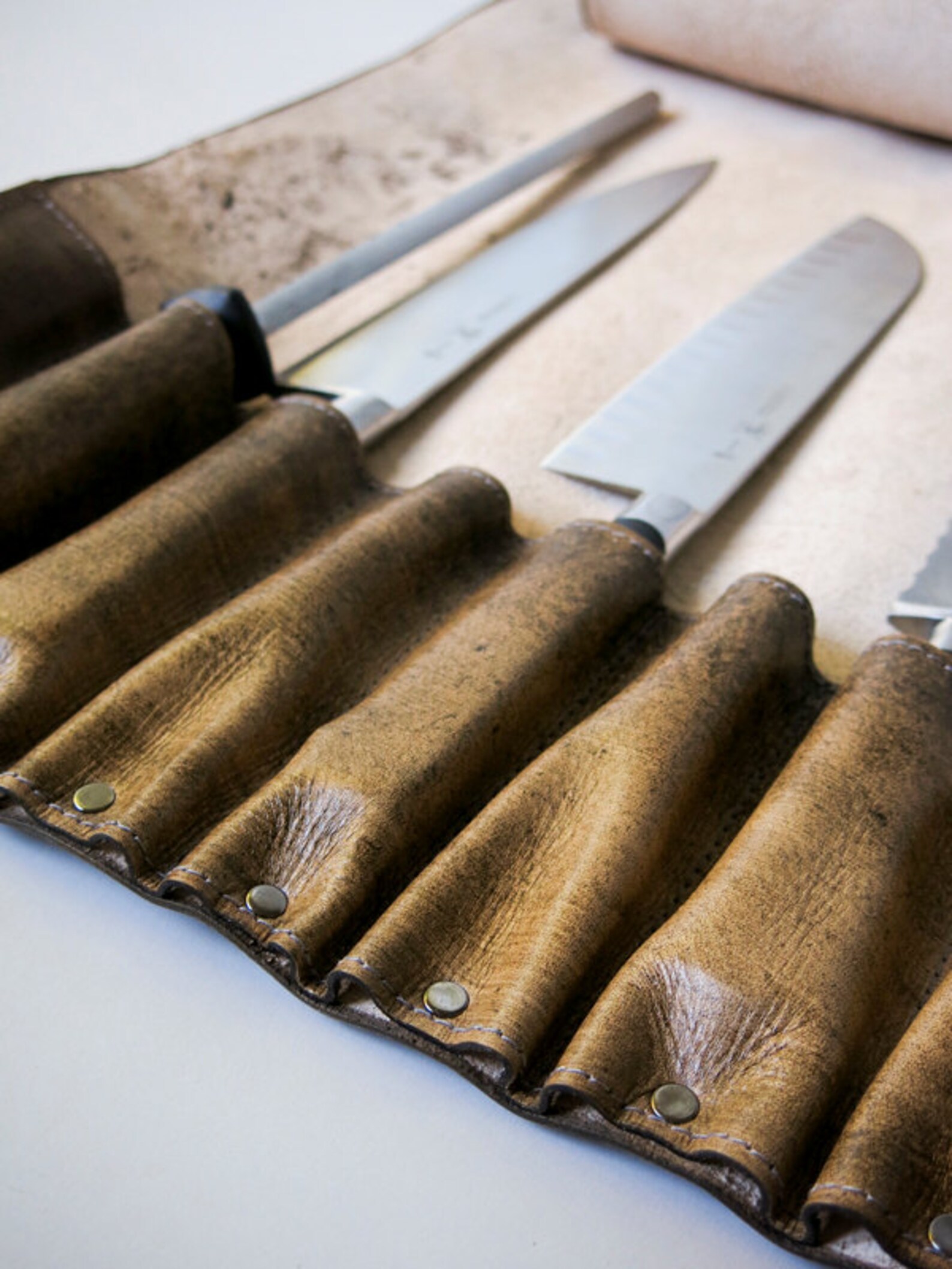 Leather Knife Roll // chef's roll by fullgive Etsy