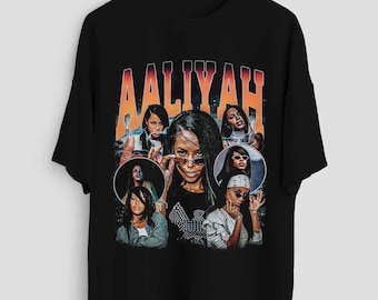 Koszulka Aaliyah, koszulka z nadrukiem Pop R&B Hip Hop Music Merch, koszulka retro z lat 90., spersonalizowana, swobodna, unisex