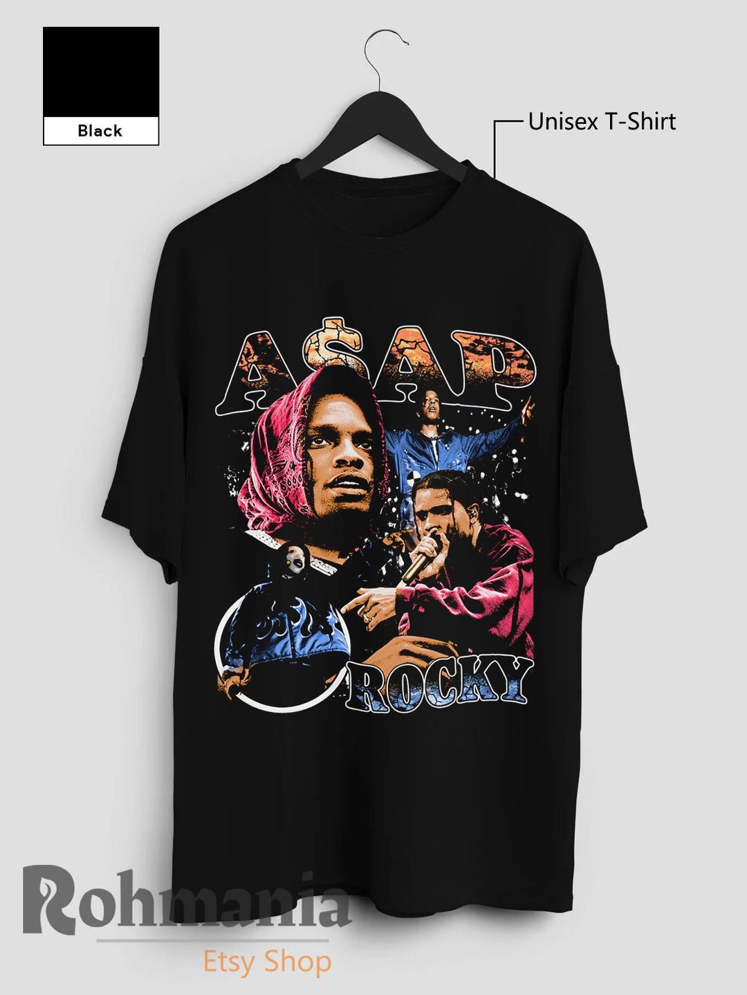Asap Rocky Rapper T Shirt, Retro Rap Hip Hop Music Merch Shirt