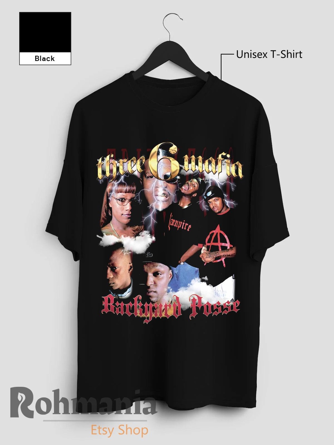 Three 6 Mafia T-shirt: 90s Retro Hip Hop Rap Music Fan Merch Shirt