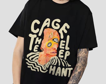 Camiseta "Cage the Elephant", merchandising de una banda de rock, camiseta informal personalizada retro de los 90