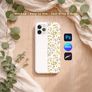 iPhone Case Mockup Canva Photoshop Procreate, Eucalyptus Leaves Phone Template, Aesthetic Botanical Realistic Mockup, Neutral Greenery Photo