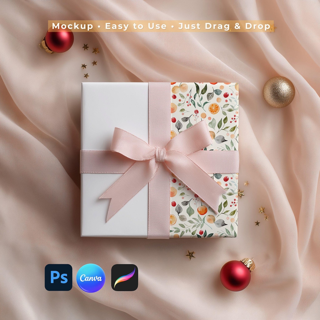 Wrapping Paper Mockup, Gift Box Mockup for Patterns, PSD Smart Object ...