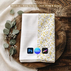 Linen Folded Fabric Stack Mockup for Procreate Canva PSD, Multi-Layer Textile Swatch Display, Folded Cloth Mockup, Seamless Pattern Preview