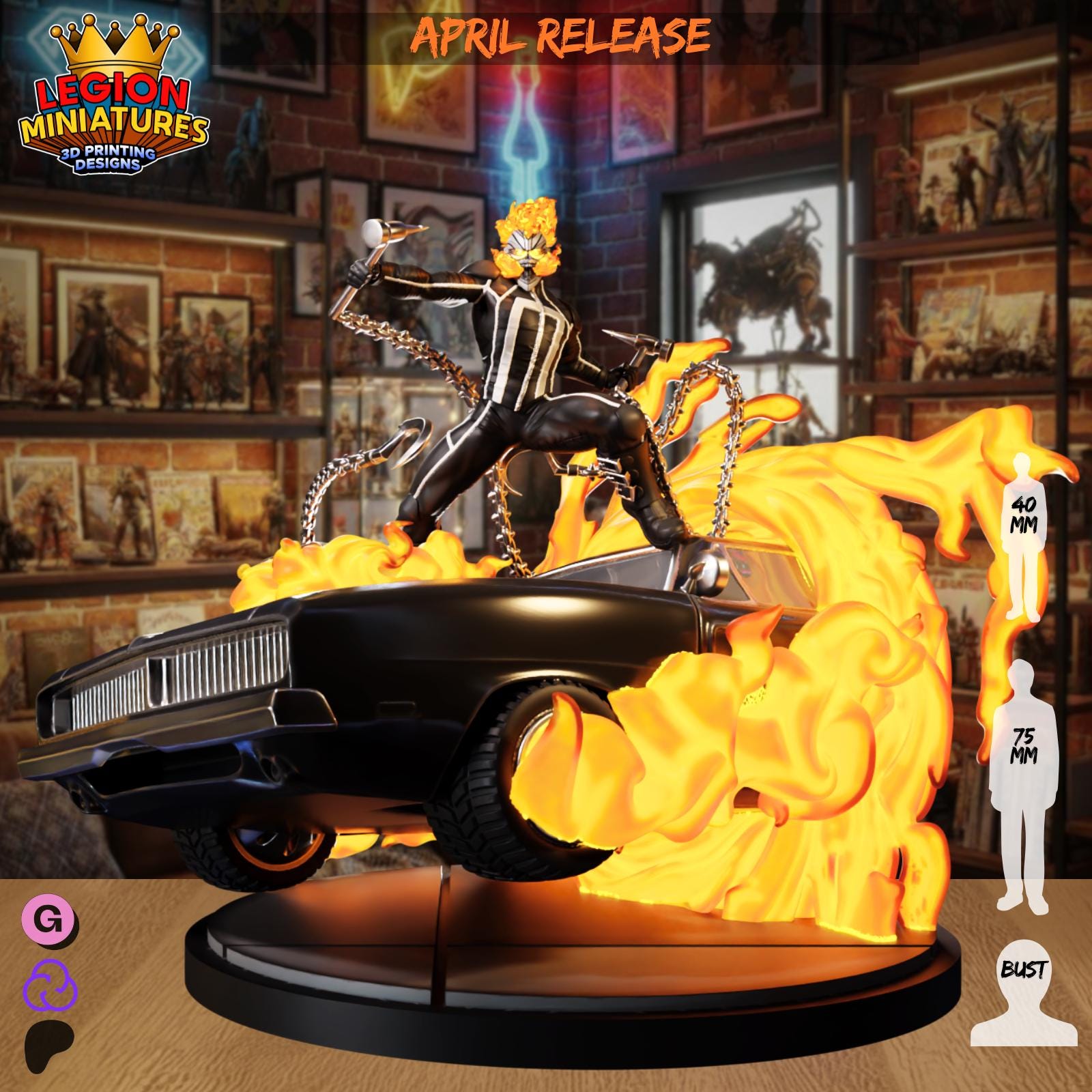 Phantom Riders Mc Phantom Rider 5 - 32mm, 40mm (MCP Scale), or 75mm Miniature, or Bust ...