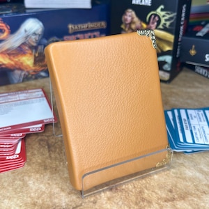 Porta cartas de hechizos de tapa dura en miniatura de cuero de camello con 1 inserto y 192 páginas de papel rayado para D&D, Pathfinder y otros juegos de rol.