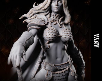Anya - Female Barbarian - 32mm or 75mm Miniature, 16k Definition, Dragonblade