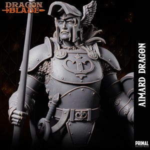 エマール - ファイター - 32 mm または 75 mm ミニチュア、16k 解像度、ドラゴンブレード
