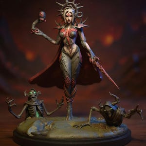 Hel, Queen in Noir - 32 mm, 40 mm (MCP-skala) eller 75 mm miniatyr, 16k definition