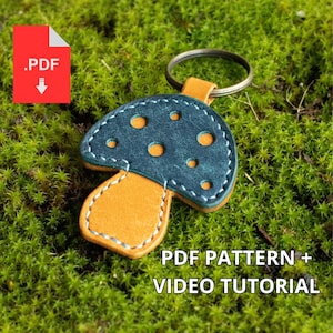 Leather Mushroom Keychain PDF Pattern | Beginner Leathercraft Template | DIY Key Fob Digital Pattern