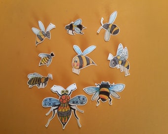 Sticker Set, Bumbles and Bees, bee stickers, Art Stickers