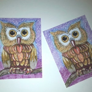 Large Owl Stickers, Wishing Owl, VINYL stickers, unique, hand cut, Art Stickers, owl art image 1