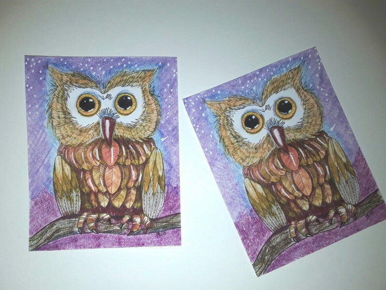 Large Owl Stickers, Wishing Owl, VINYL stickers, unique, hand cut, Art Stickers, owl art image 1