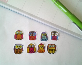 Owl Planner Stickers, unique hand cut art sticker, small owl sticker set