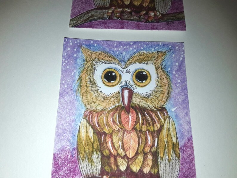 Large Owl Stickers, Wishing Owl, VINYL stickers, unique, hand cut, Art Stickers, owl art image 2