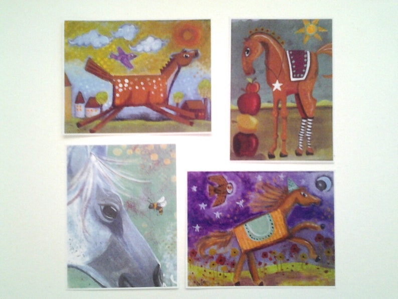 Large Horse Stickers, unique, hand cut, Art Stickers, horse art, sticker set image 1