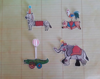 Carnival Parade Sticker Set, animal stickers, art stickers