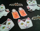 Halloween Stickers, Vamp Kitty Stickers, sticker set,  Art Stickers, Vampire